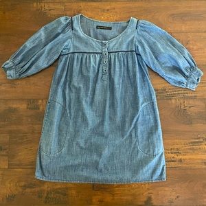 Zara long sleeve chambray peasant dress